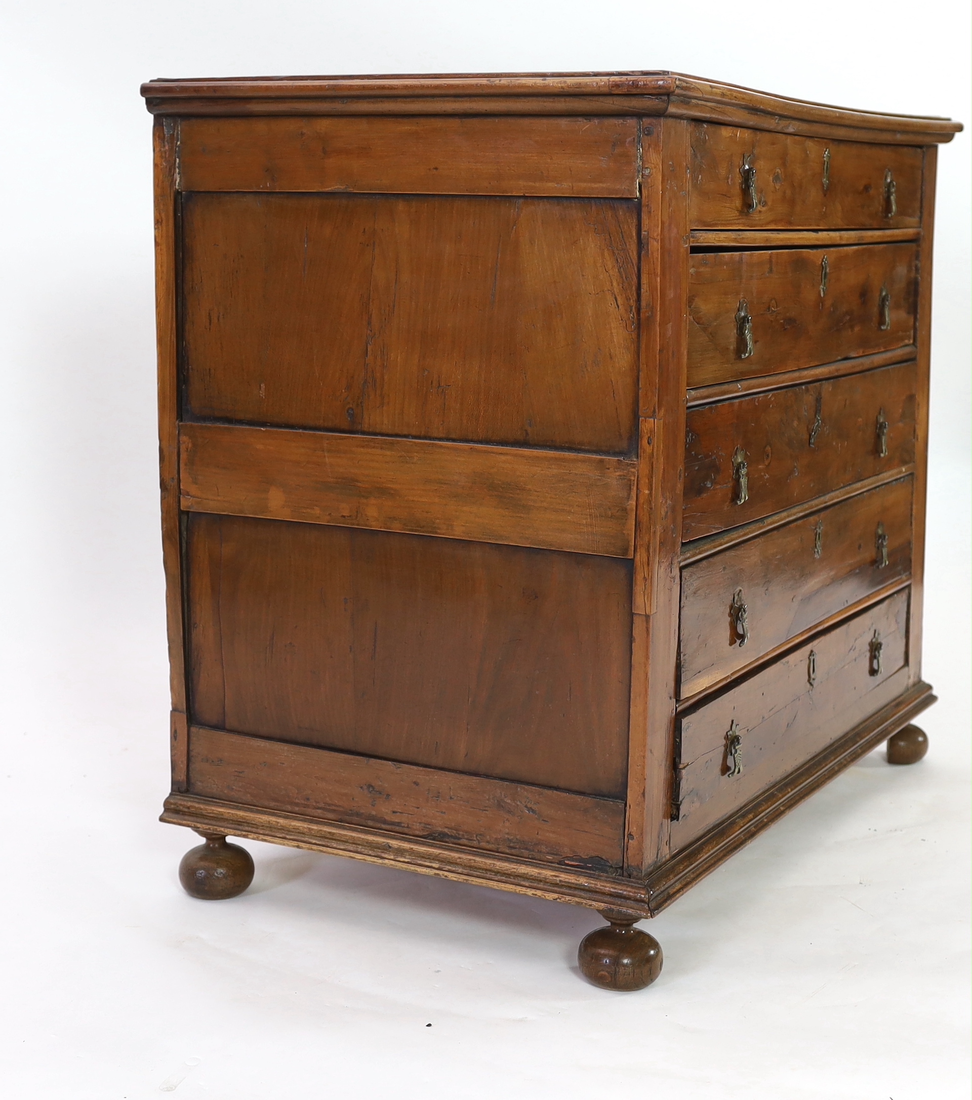 A William and Mary yew and fruitwood chest, c.1690, width 94cm, depth 56cm, height 83cm